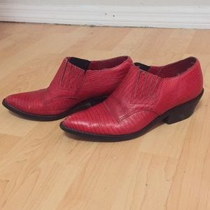 Vintage Red Pointed Toe Ankle Booties